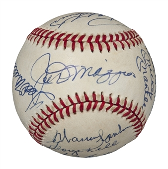 Hall Of Famers Multi-Signed Baseball With 13 Signatures Including DiMaggio, Williams and Mantle (PSA/DNA)